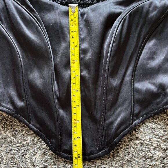 Black Corset Top Large Off the Shoulder Lace Trim Puffy Balloon Sleeve Whimsigot - Picture 7 of 7